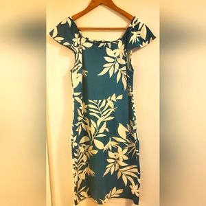 Teal & White midi dress